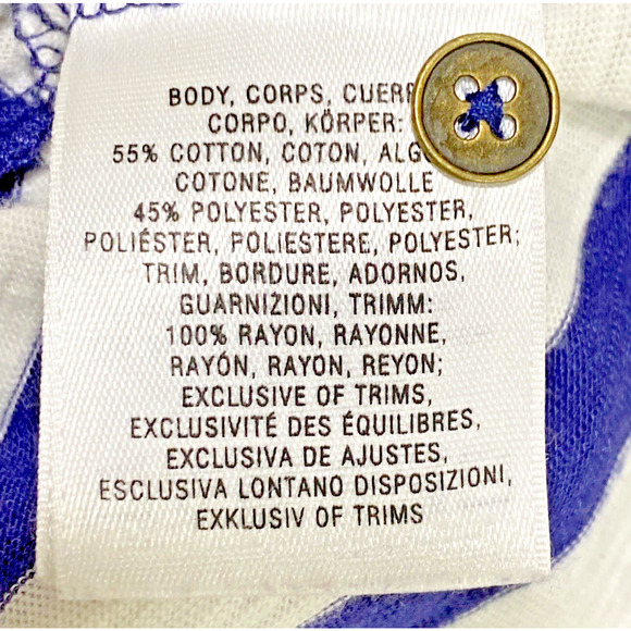 Anthropologie Postage Stamp Shirt Navy Striped Size M Roll Tab Sleeves Boho Chic - Picture 10 of 10